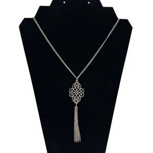 Silver Tone Tassel Necklace